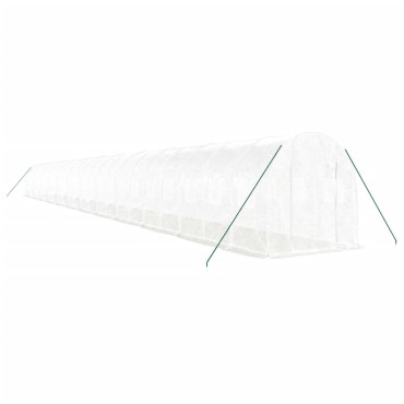 vidaXL Θερμοκήπιο με Ατσάλινο Πλαίσιο Λευκό 48 μ² 24 x 2 x 2 μ.