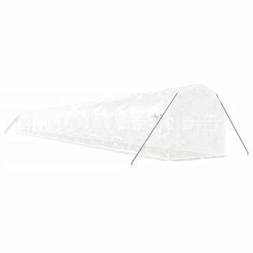 vidaXL Θερμοκήπιο με Ατσάλινο Πλαίσιο Λευκό 48 μ² 24 x 2 x 2 μ.