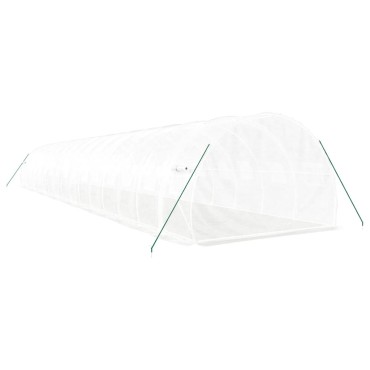 vidaXL Θερμοκήπιο Λευκό 48 μ² 16 x 3 x 2 μ. με Ατσάλινο Πλαίσιο