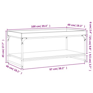 vidaXL Τραπεζάκι Σαλονιού Γκρι Sonoma 100x49x45cm Επεξεργασμένο Ξύλο 1 τεμ.