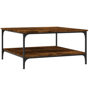 vidaXL Τραπεζάκι Σαλονιού Καπνιστή Δρυς 80x80x40cm Επεξεργασμ. Ξύλο 1 τεμ.