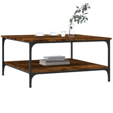 vidaXL Τραπεζάκι Σαλονιού Καπνιστή Δρυς 80x80x40cm Επεξεργασμ. Ξύλο 1 τεμ.