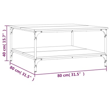 vidaXL Τραπεζάκι Σαλονιού Καπνιστή Δρυς 80x80x40cm Επεξεργασμ. Ξύλο 1 τεμ.