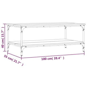 vidaXL Τραπεζάκι Σαλονιού Καπνιστή Δρυς 100x55x40cm Επεξεργ. Ξύλο 1 τεμ.