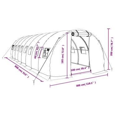 vidaXL Θερμοκήπιο Πράσινο 24 μ² 8 x 3 x 2 μ. με Ατσάλινο Πλαίσιο