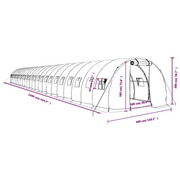 vidaXL Θερμοκήπιο Λευκό 72 μ² 24 x 3 x 2 μ. με Ατσάλινο Πλαίσιο