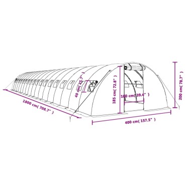 vidaXL Θερμοκήπιο Πράσινο 72 μ² 18 x 4 x 2 μ. με Ατσάλινο Πλαίσιο