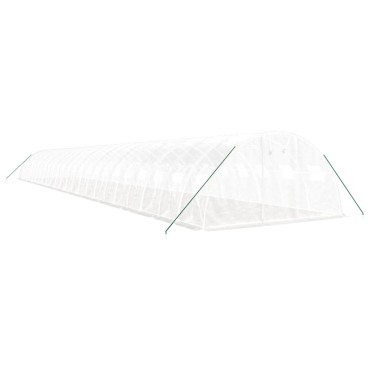 vidaXL Θερμοκήπιο Λευκό 96 μ² 24 x 4 x 2 μ. με Ατσάλινο Πλαίσιο