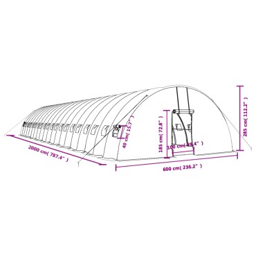 vidaXL Θερμοκήπιο με Ατσάλινο Πλαίσιο Λευκό 120 μ² 20 x 6 x 2,85 μ.