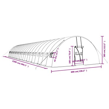 vidaXL Θερμοκήπιο με Ατσάλινο Πλαίσιο Λευκό 132 μ² 22 x 6 x 2,85 μ.