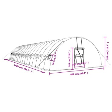 vidaXL Θερμοκήπιο με Ατσάλινο Πλαίσιο Λευκό 108 μ² 18 x 6 x 2,85 μ.