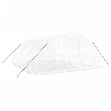 vidaXL Θερμοκήπιο με Ατσάλινο Πλαίσιο Λευκό 30 μ² 6 x 5 x 2,3 μ.