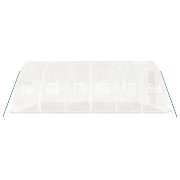 vidaXL Θερμοκήπιο με Ατσάλινο Πλαίσιο Λευκό 30 μ² 6 x 5 x 2,3 μ.