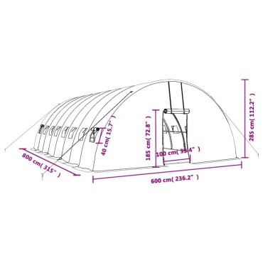 vidaXL Θερμοκήπιο με Ατσάλινο Πλαίσιο Λευκό 48 μ² 8 x 6 x 2,85 μ.