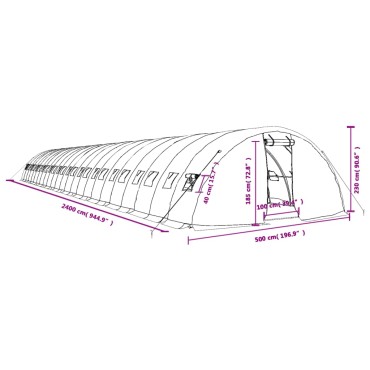 vidaXL Θερμοκήπιο με Ατσάλινο Πλαίσιο Λευκό 120 μ² 24 x 5 x 2,3 μ.