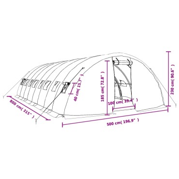vidaXL Θερμοκήπιο με Ατσάλινο Πλαίσιο Λευκό 40 μ² 8 x 5 x 2,3 μ.