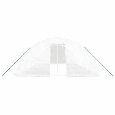 vidaXL Θερμοκήπιο με Ατσάλινο Πλαίσιο Λευκό 40 μ² 8 x 5 x 2,3 μ.