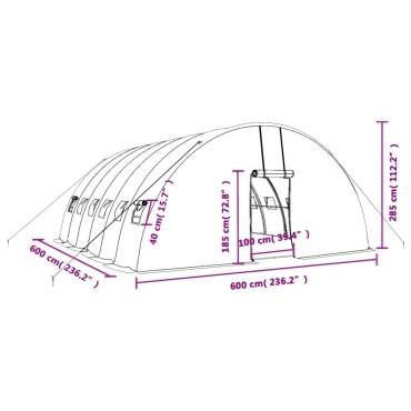 vidaXL Θερμοκήπιο με Ατσάλινο Πλαίσιο Λευκό 36 μ² 6 x 6 x 2,85 μ.