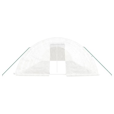 vidaXL Θερμοκήπιο με Ατσάλινο Πλαίσιο Λευκό 60 μ² 12 x 5 x 2,3 μ.