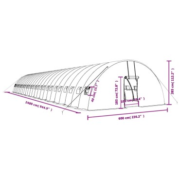 vidaXL Θερμοκήπιο με Ατσάλινο Πλαίσιο Λευκό 144 μ² 24 x 6 x 2,85 μ.