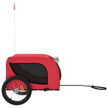 vidaXL Τρέιλερ Ποδηλάτου Κατοικίδιων Κόκκινο/Μαύρο Oxford/Σίδηρος