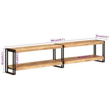 vidaXL Έπιπλο Τηλεόρασης 200x30x40cm από Μασίφ Ξύλο Μάνγκο