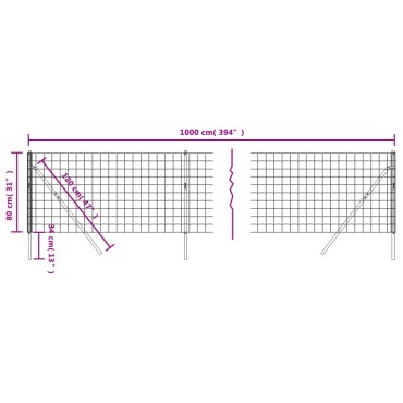 vidaXL Συρματόπλεγμα Περίφραξης Πράσινο 0,8x10 μ. Γαλβανισμένο Ατσάλι