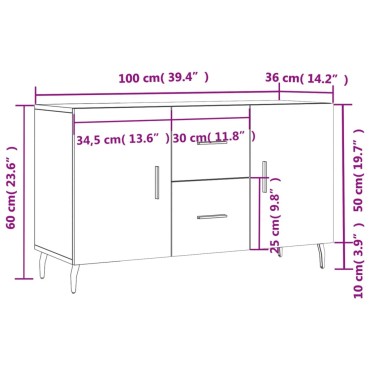 vidaXL Μπουφές Καπνιστή Δρυς 100x36x60cm Επεξεργασμένο Ξύλο 1 τεμ.