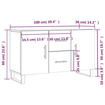 vidaXL Μπουφές Γκρι Sonoma 100x36x60cm από Επεξεργασμένο Ξύλο 1 τεμ.