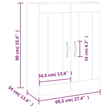 vidaXL Ντουλάπι Τοίχου Λευκό 69,5x34x90cm 1 τεμ.