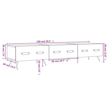 vidaXL Έπιπλο Τηλεόρασης Μαύρο 150x36x30cm Επεξεργασμένο Ξύλο
