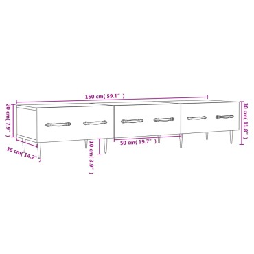 vidaXL Έπιπλο Τηλεόρασης Λευκό 150x36x30cm Επεξεργασμένο Ξύλο