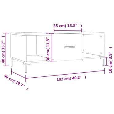 vidaXL Τραπεζάκι Σαλονιού Μαύρο 102x50x40cm από Επεξεργασμένο Ξύλο 1 τεμ.