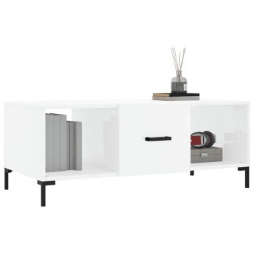 vidaXL Τραπεζάκι Σαλονιού Γυαλ. Λευκό 102x50x40cm Επεξεργ. Ξύλο 1 τεμ.