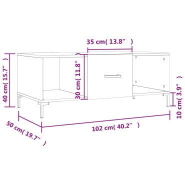vidaXL Τραπεζάκι Σαλονιού Sonoma Δρυς 102x50x40cm από Επεξεργ. Ξύλο 1 τεμ.