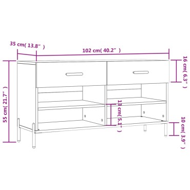 vidaXL Παπουτσοθήκη Λευκή 102x35x55cm από Επεξεργασμένο Ξύλο
