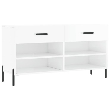vidaXL Παπουτσοθήκη Γυαλιστερό Λευκό 102x35x55cm Επεξεργασμένο Ξύλο