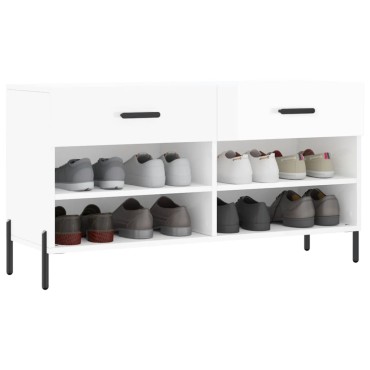 vidaXL Παπουτσοθήκη Γυαλιστερό Λευκό 102x35x55cm Επεξεργασμένο Ξύλο