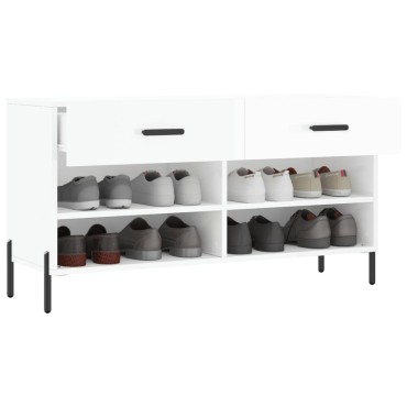vidaXL Παπουτσοθήκη Γυαλιστερό Λευκό 102x35x55cm Επεξεργασμένο Ξύλο