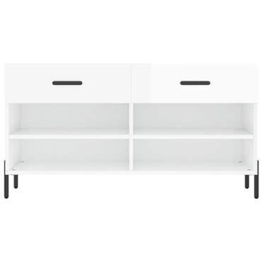 vidaXL Παπουτσοθήκη Γυαλιστερό Λευκό 102x35x55cm Επεξεργασμένο Ξύλο