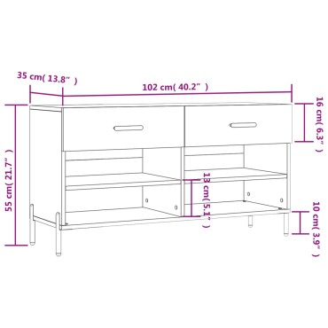 vidaXL Παπουτσοθήκη Καφέ Δρυς 102x35x55cm από Επεξεργασμένο Ξύλο