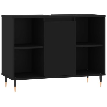 vidaXL Ντουλάπι Μπάνιου Μαύρο 80x33x60cm από Επεξεργασμένο Ξύλο 1 τεμ.