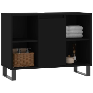 vidaXL Ντουλάπι Μπάνιου Μαύρο 80x33x60cm από Επεξεργασμένο Ξύλο 1 τεμ.
