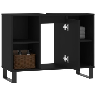 vidaXL Ντουλάπι Μπάνιου Μαύρο 80x33x60cm από Επεξεργασμένο Ξύλο 1 τεμ.