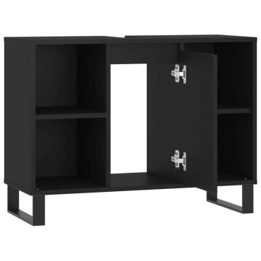 vidaXL Ντουλάπι Μπάνιου Μαύρο 80x33x60cm από Επεξεργασμένο Ξύλο 1 τεμ.