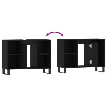 vidaXL Ντουλάπι Μπάνιου Μαύρο 80x33x60cm από Επεξεργασμένο Ξύλο 1 τεμ.