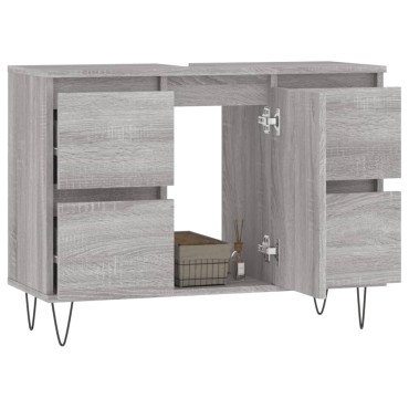 vidaXL Ντουλάπι Μπάνιου Γκρι Sonoma 80x33x60cm από Επεξεργ. Ξύλο