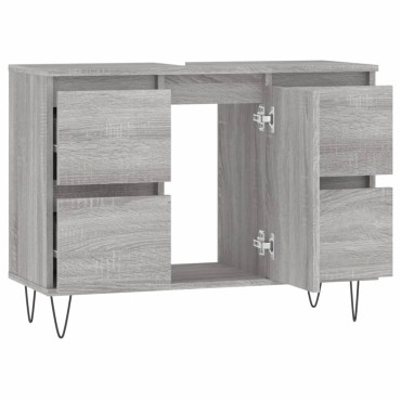 vidaXL Ντουλάπι Μπάνιου Γκρι Sonoma 80x33x60cm από Επεξεργ. Ξύλο
