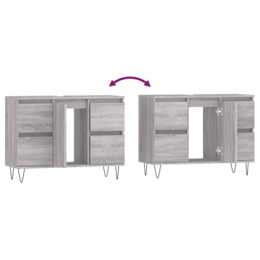 vidaXL Ντουλάπι Μπάνιου Γκρι Sonoma 80x33x60cm από Επεξεργ. Ξύλο