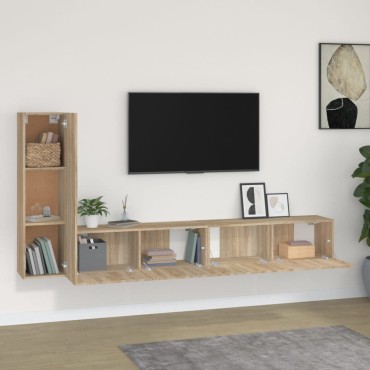 vidaXL Σετ Επίπλων Τηλεόρασης 3 Τεμαχίων Sonoma Δρυς Επεξ. Ξύλο
